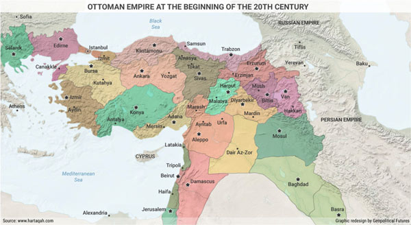 Map - Ottoman Empire at the Beginning of the 20th Century