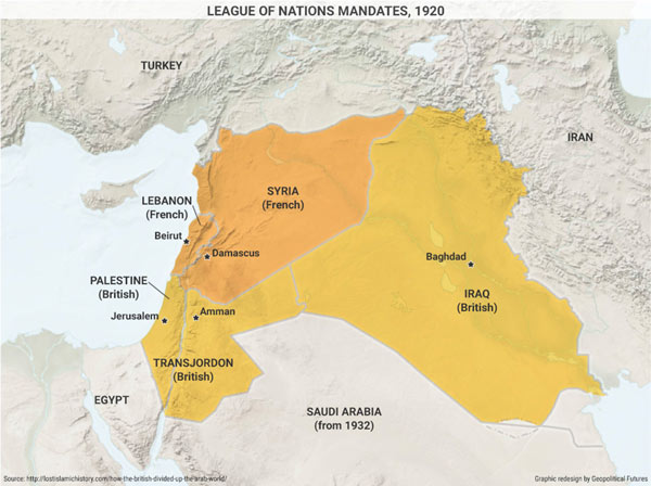 Map - League of Nations Mandates, 1920